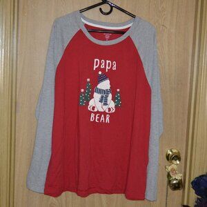 NWT Cuddl Duds Jammies for your family Papa Bear Holiday Christmas PJ Shirt